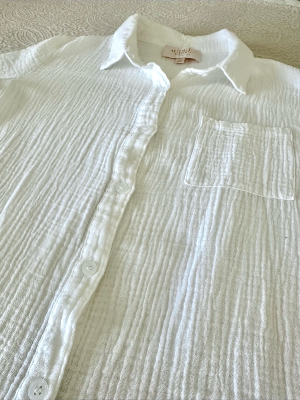 Francesca’s Audrey Parks White Button Down Shirt Beach Wear 100% Cotton - Picture 4 of 10